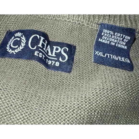 Chaps XXL Fair Isle Sweater Vest Olive V Neck Cotton Nordic Pattern Grandpacore - Picture 3 of 6